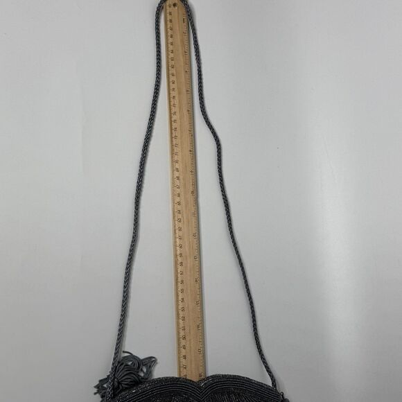Beaded Purse Grey Elegant Small Shoulder Bag Theater Old Money Opera Cocktail - Picture 3 of 10